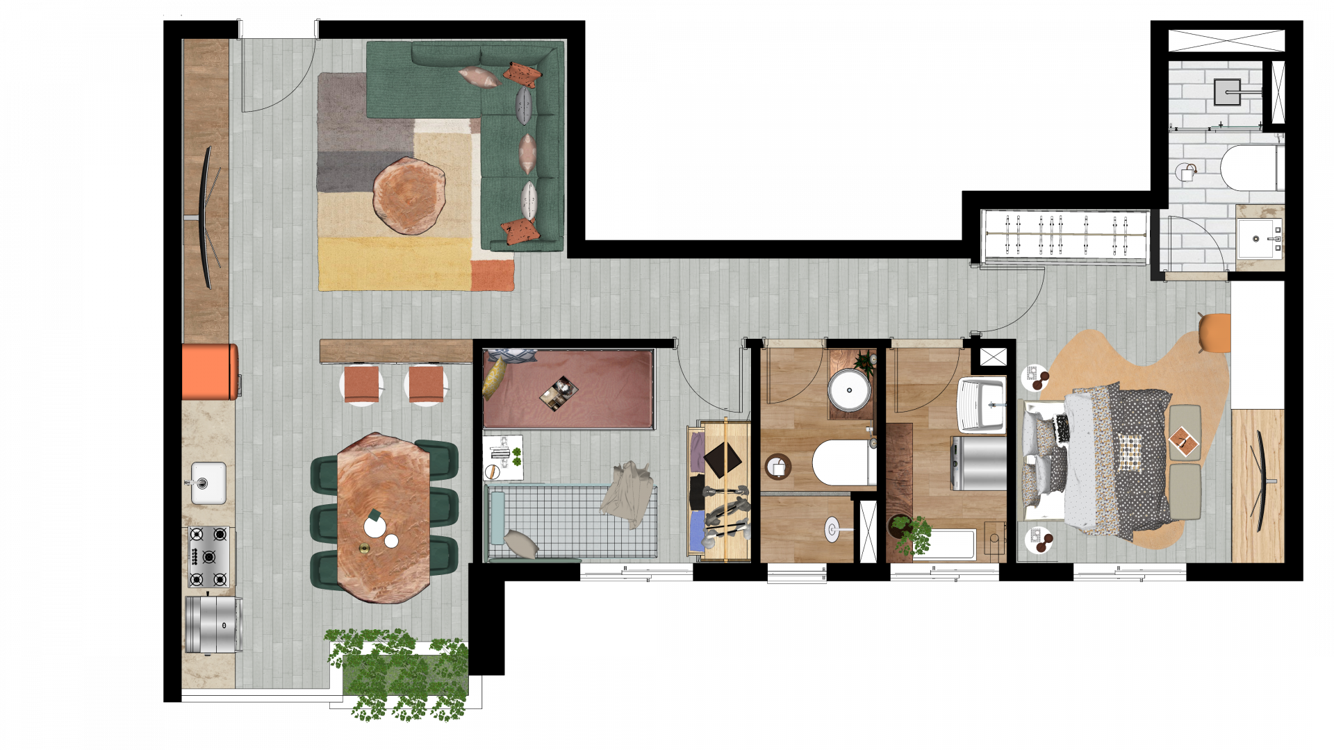 Planta do Apartamento Arken de 66m²